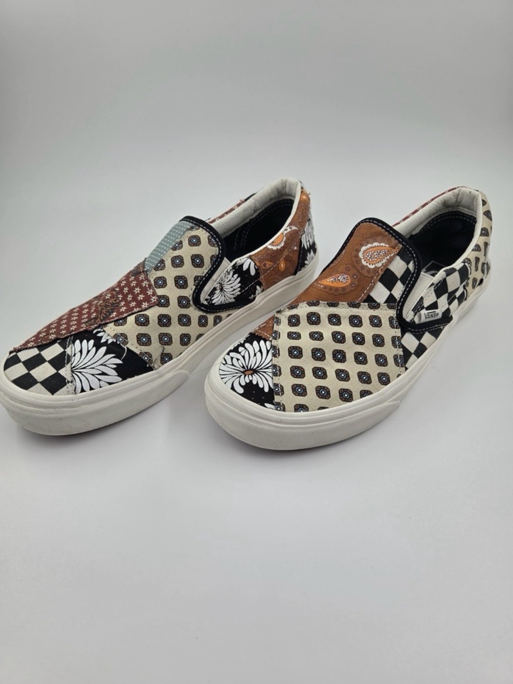 Vans Patchwork Tiger Slip-On Canvas Sneakers - Black, Brown, Cream